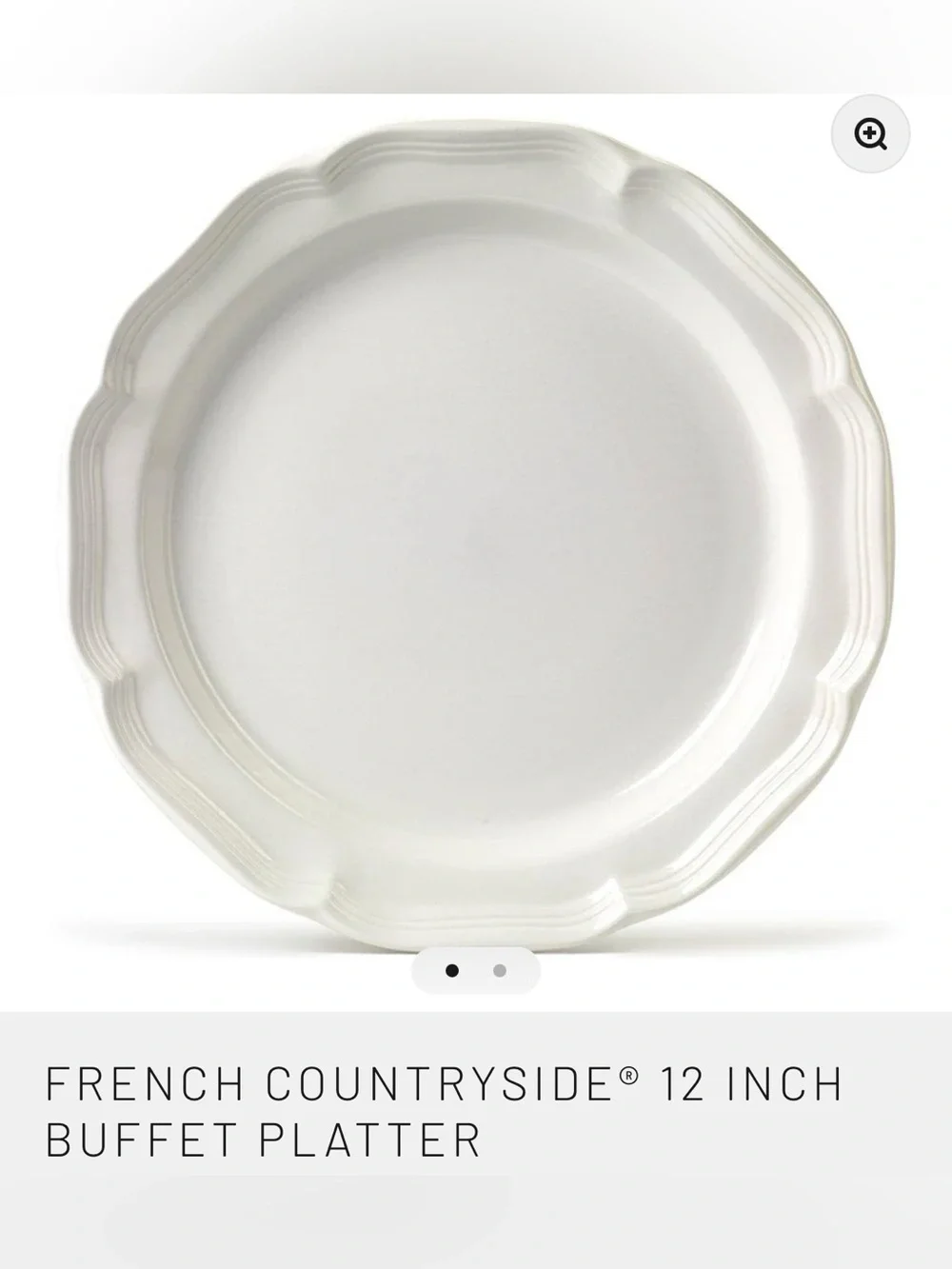 Mikasa French Countryside Ivory Scalloped Ceramic Dinner 12 In Serving Platter